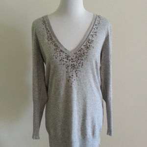 Eileen Fisher gray sweater with sequins- womens M